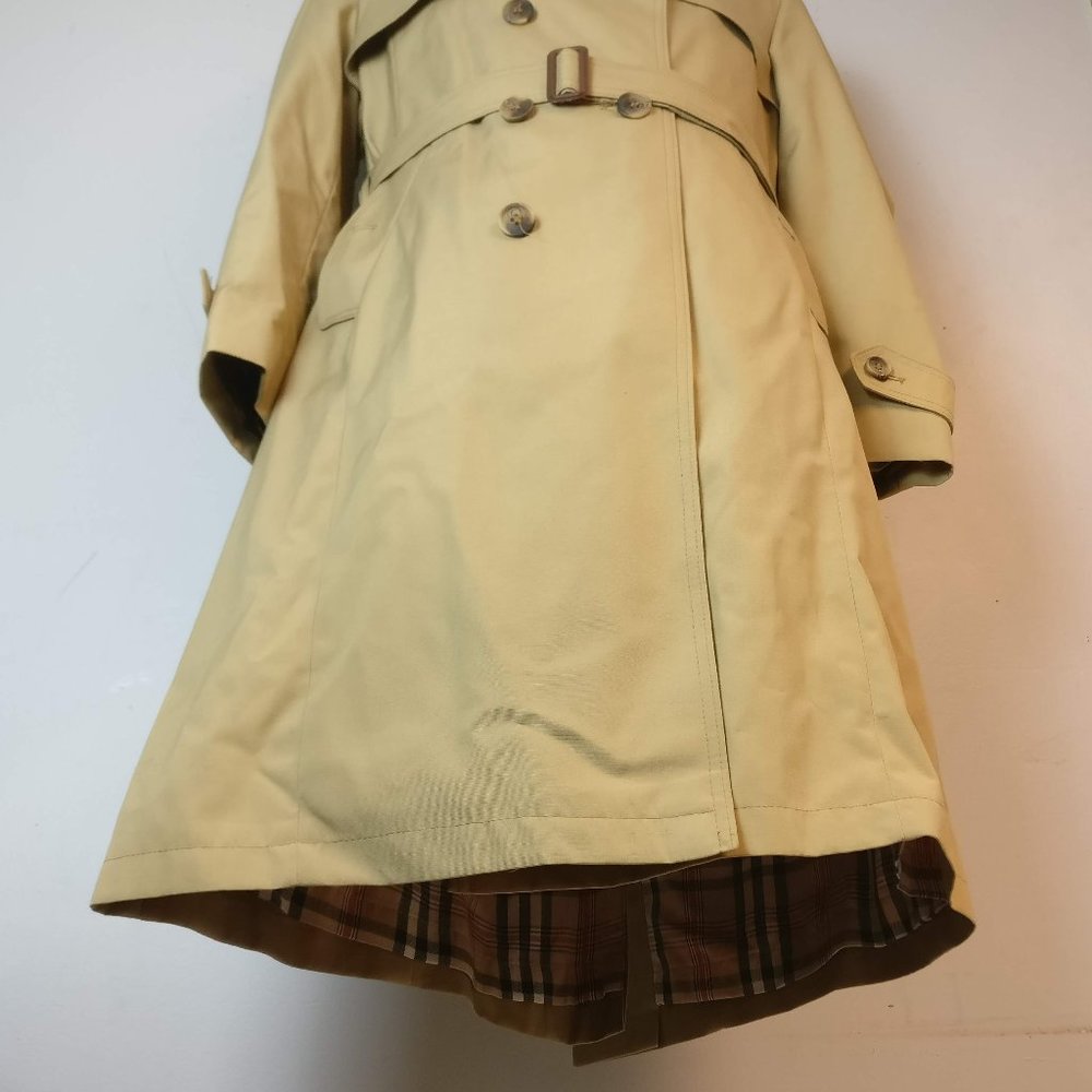 XDouble Breasted belted Long Trench Coat, Made in Poland,Pocket Nova Check Lined - Picture 3 of 15